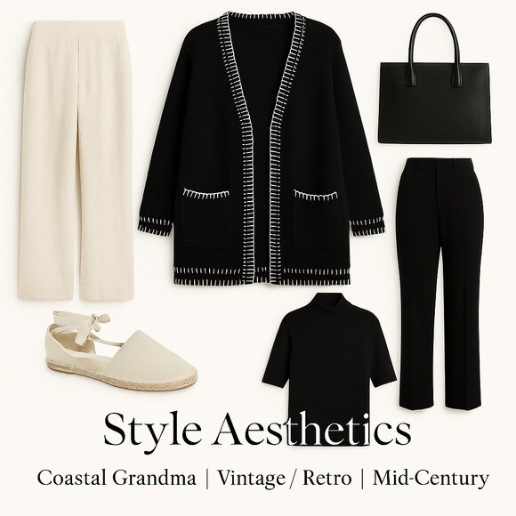 🖤 Black & White Contrast Whipstitch Cardigan Sweater – Oversized Cozy Knit - Picture 1 of 10